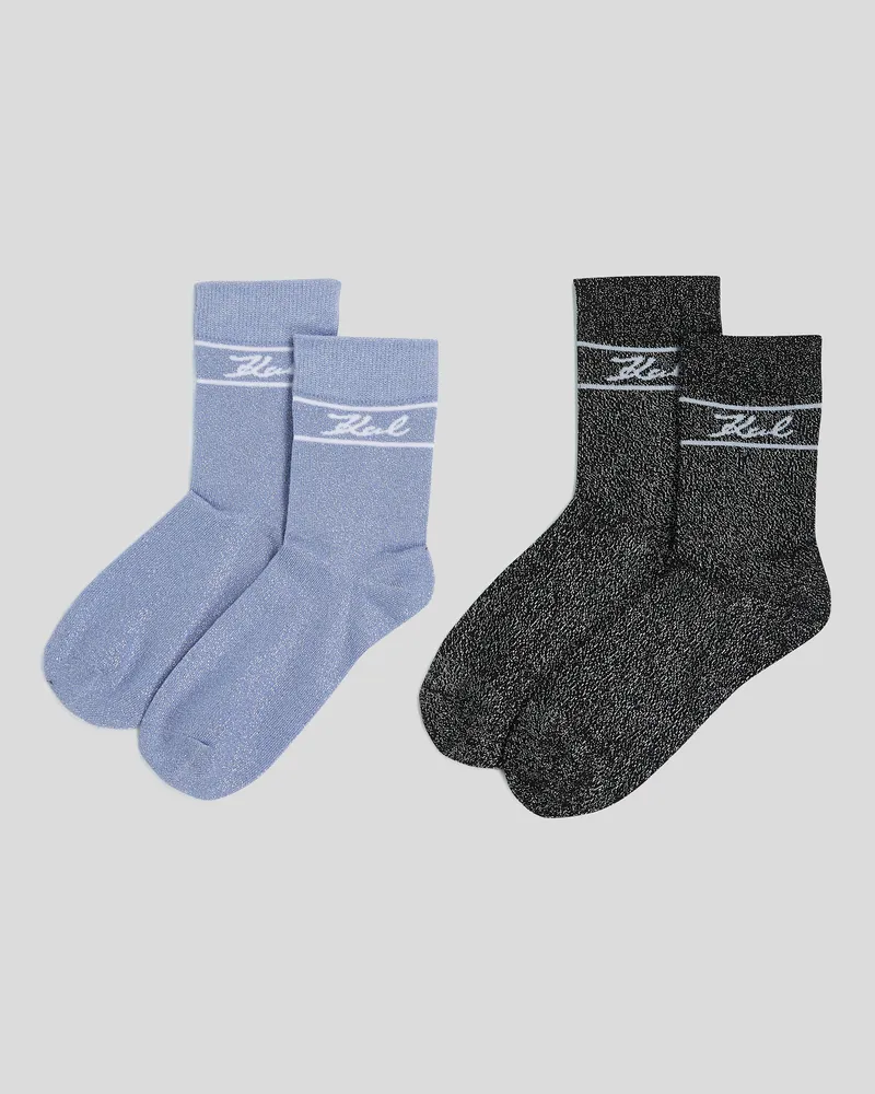 Karl Lagerfeld K/signature socken – 2er-set, Frau, Soft Chambray und Schwarz, Größe Soft
