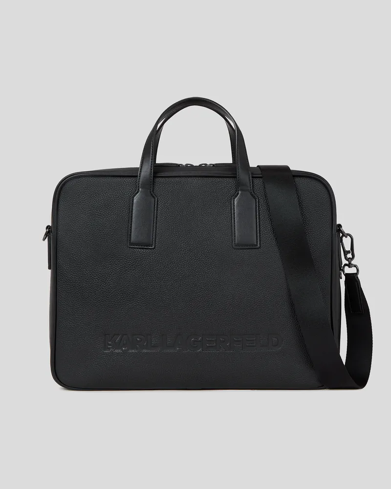 Karl Lagerfeld K/essential Aktentasche Aus Leder, Mann, Schwarz, Größe Schwarz