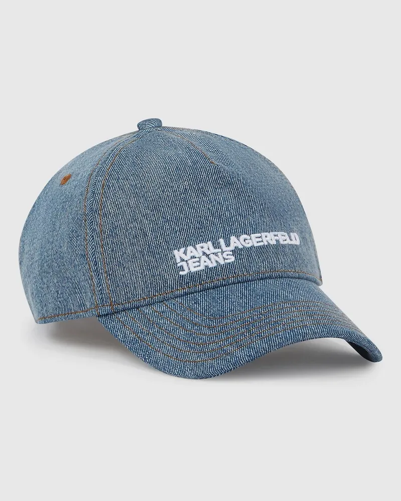 Karl Lagerfeld Kappe Aus Denim Mit Logo, Herren, Gewaschenes Mittelblau, Größe Gewaschenes