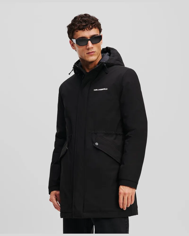 Karl Lagerfeld Ultraleichte Parka Mit Kapuze, Herren, Schwarz, Größe Schwarz
