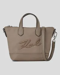 Karl Lagerfeld K/signature Kleine Tote Bag aus Nylon, Frau, Aschgrau Aschgrau