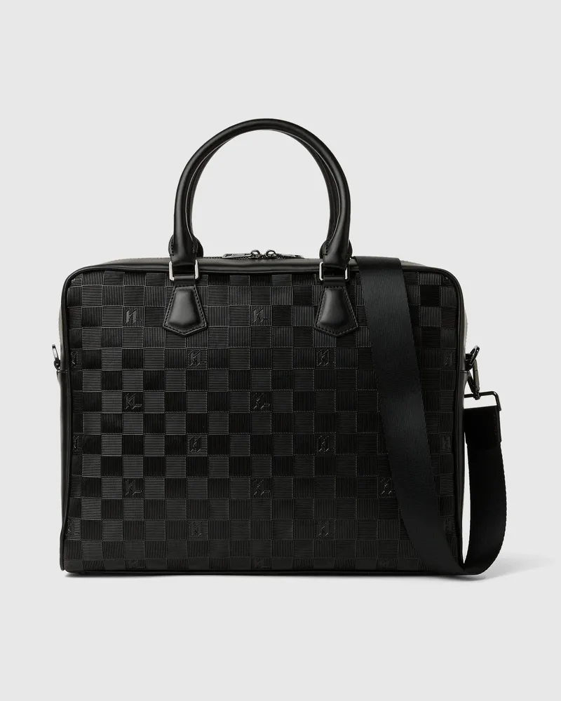 Karl Lagerfeld Laptoptasche Mit Monogramm-schachbrettmuster, Male, Schwarz, Size Black