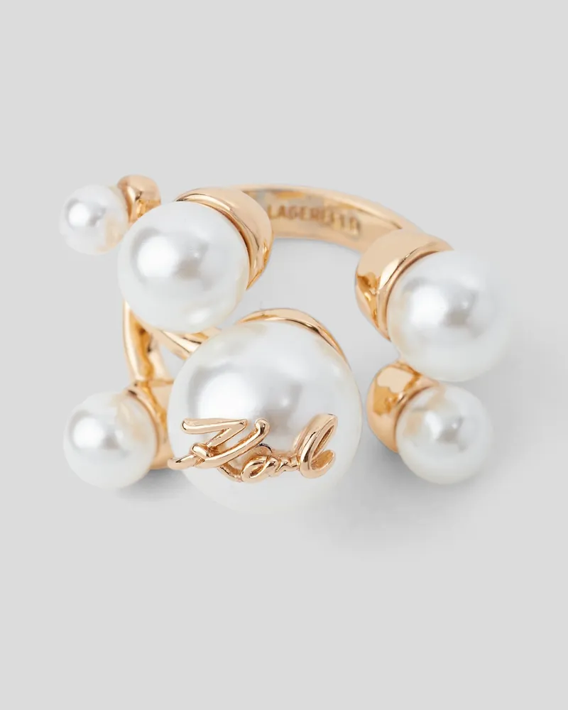 Karl Lagerfeld K/signature ring Mit Perlen, Frau, Gold, Größe Gold