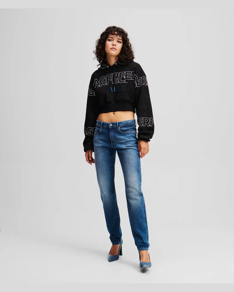 Karl Lagerfeld Slim-jeans Mit Mittelhohem Bund, Frau, Washed Dark Blue, Größe Washed