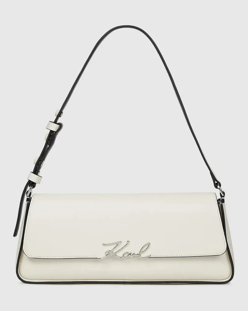 Karl Lagerfeld K/signature Längliche Schultertasche, Damen, Off White, Größe Off