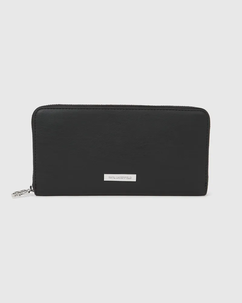Karl Lagerfeld Ikon Glattes Continental-portemonnaie, Damen, Schwarz, Größe: One Size Schwarz