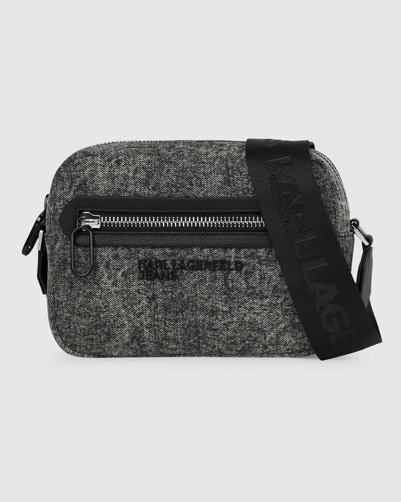 Karl Lagerfeld Umhängetasche Aus Gewaschenem Denim, Herren, Gewaschenes Schwarz, Größe Gewaschenes