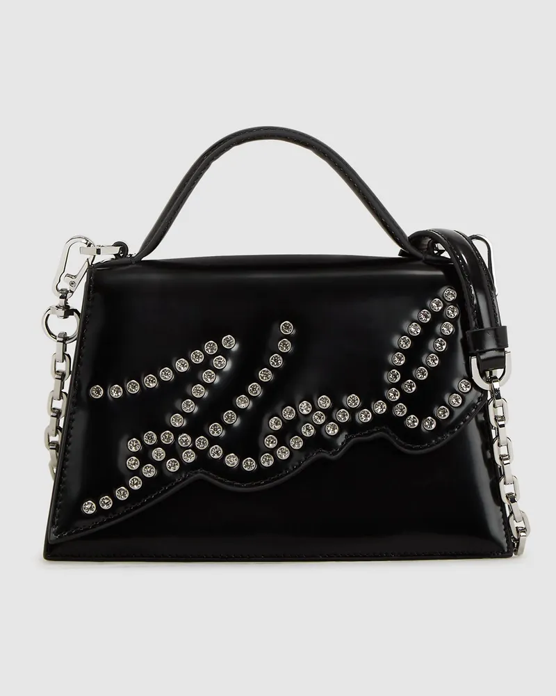 Karl Lagerfeld K/signature Kleine Umhängetasche Mit Nieten, Damen, Schwarz, Größe Schwarz