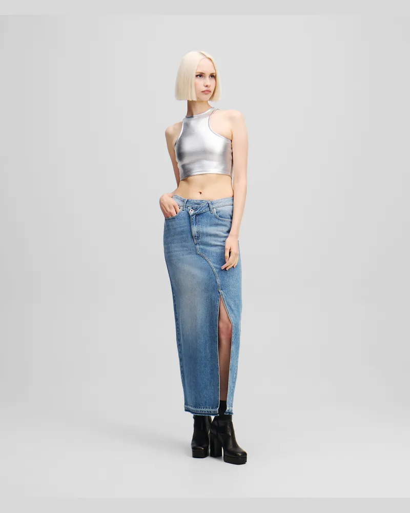 Karl Lagerfeld Maxirock Aus Denim, Frau, Gewaschenes Mittelblau, Größe Gewaschenes