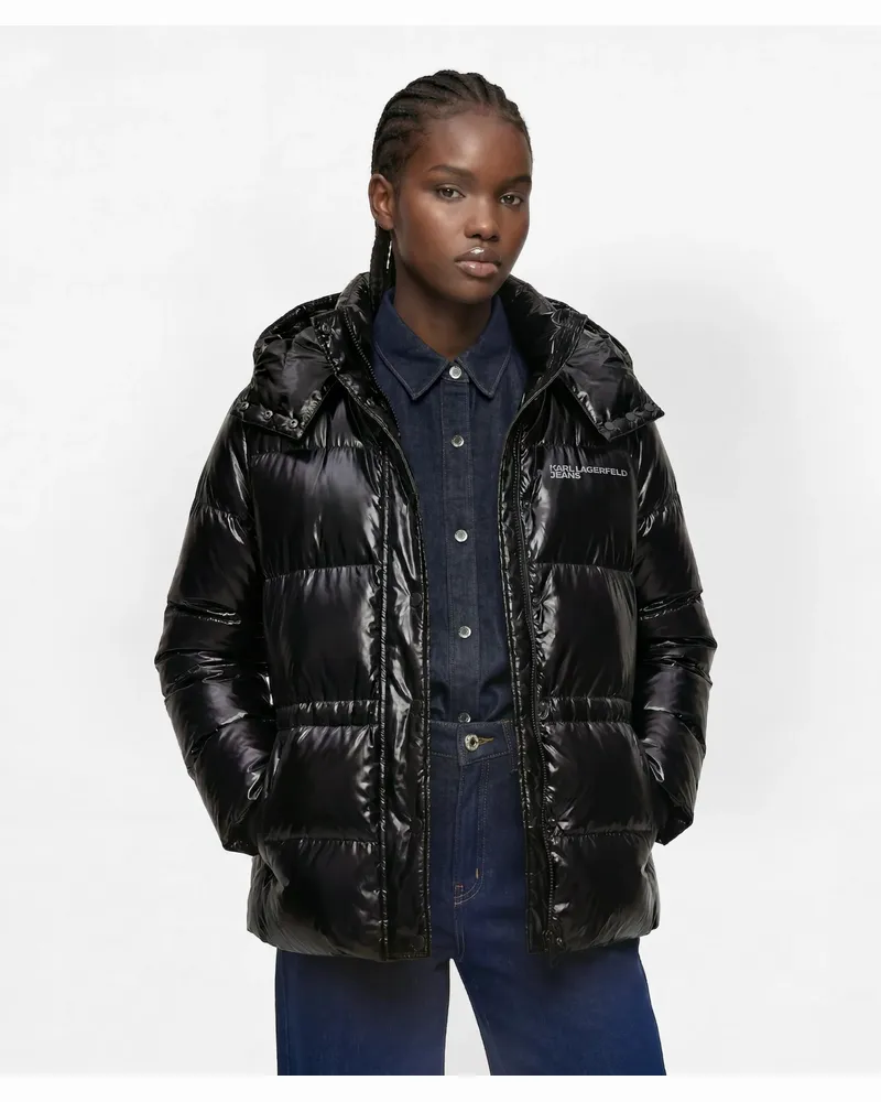 Karl Lagerfeld Glänzende Steppjacke, Damen, Mehrfarbiges Band, Größe Mehrfarbiges