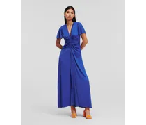 Gerafftes Kleid in Maxi-länge, Frau, Blendend Blau