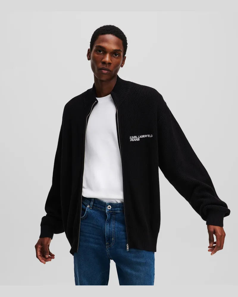 Karl Lagerfeld Pullover Mit Reissverschluss, Mann, Schwarz, Größe Schwarz