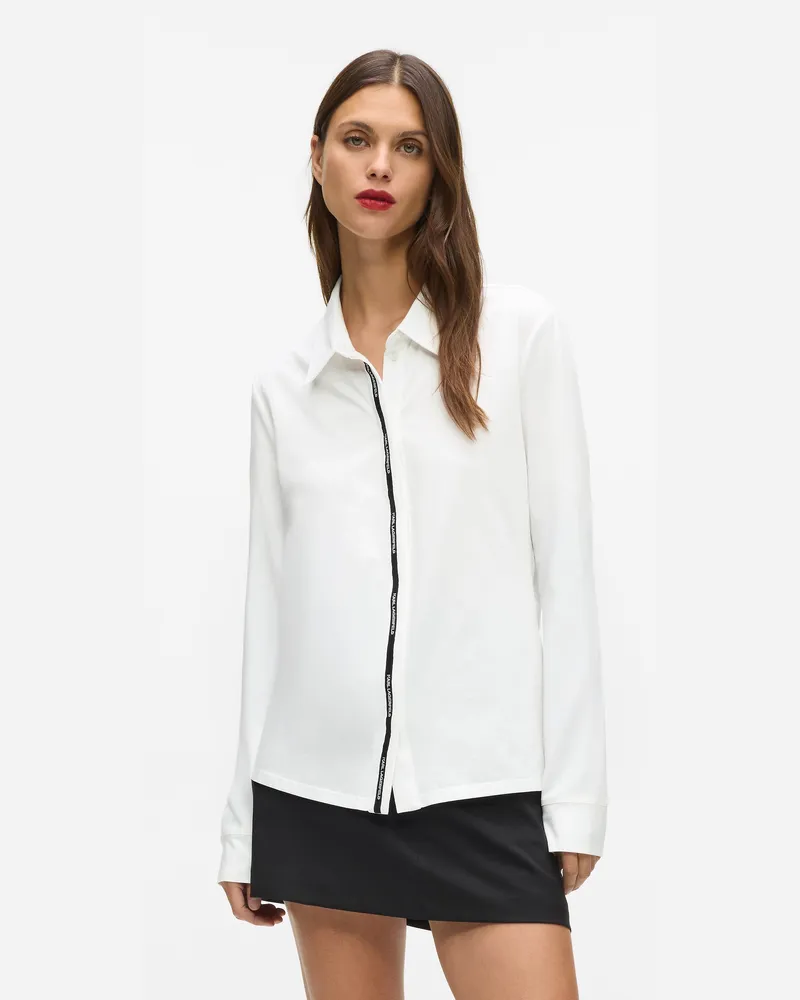 Karl Lagerfeld Hemd Mit Logoband, Damen, Weiss, Größe Weiss