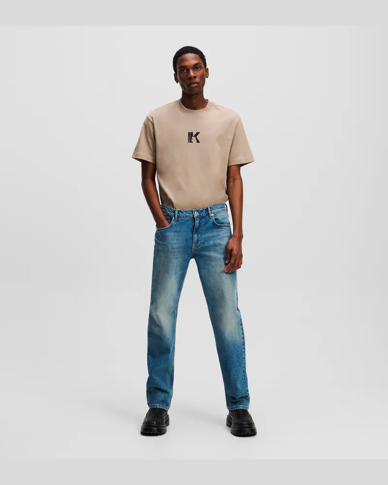 Karl Lagerfeld Gerade Geschnittene Jeans, Mann, Visuell gewaschenes Mittelblau, Größe Visuell