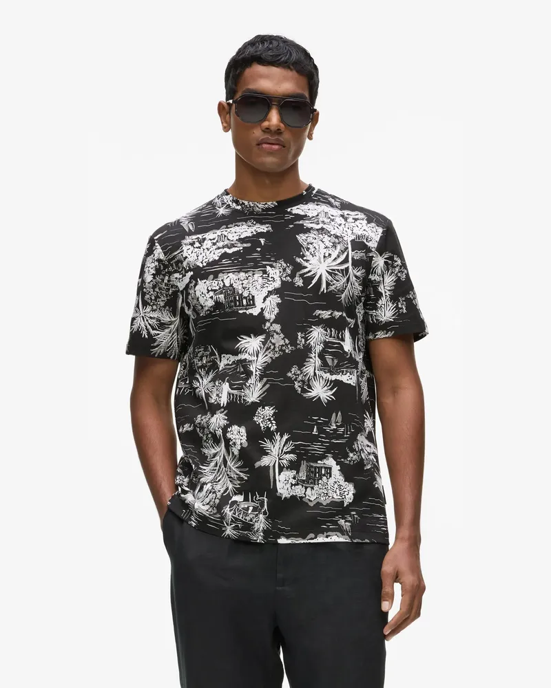 Karl Lagerfeld T-shirt Mit Villa-la-vigie-aufdruck, Herren, Schwarz, Größe: Xxl Schwarz