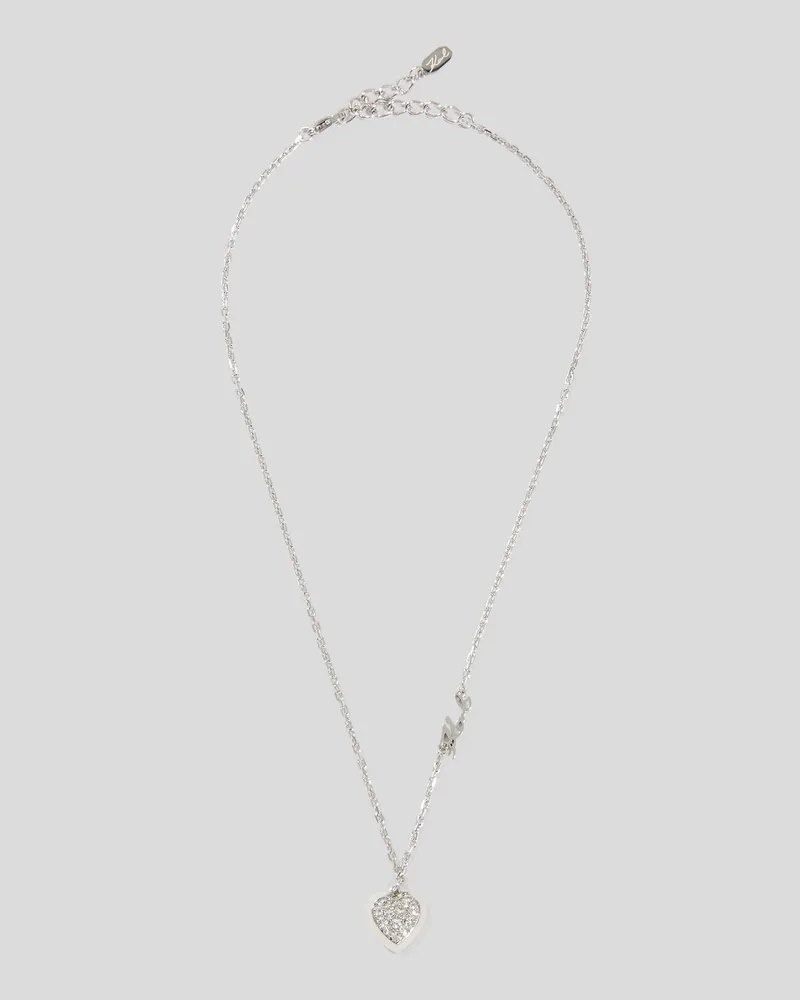 Karl Lagerfeld Pavé-herzananhänger-halskette, Damen, Silver, Größe Silver