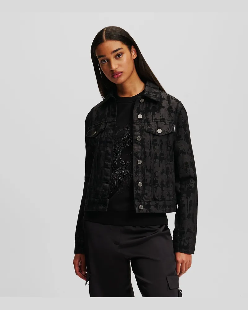 Karl Lagerfeld Kameo Jeansjacke, Frau, Schwarzes Denim Kameo, Größe Schwarzes