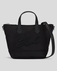 Karl Lagerfeld K/signature Kleine Tote Bag aus Nylon, Frau, Schwarz Schwarz