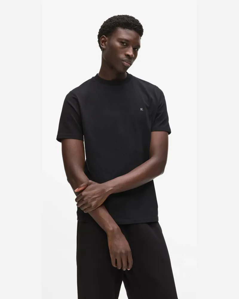 Karl Lagerfeld T-shirt Mit Monogramm Aus Metall, Herren, Schwarz, Größe Schwarz