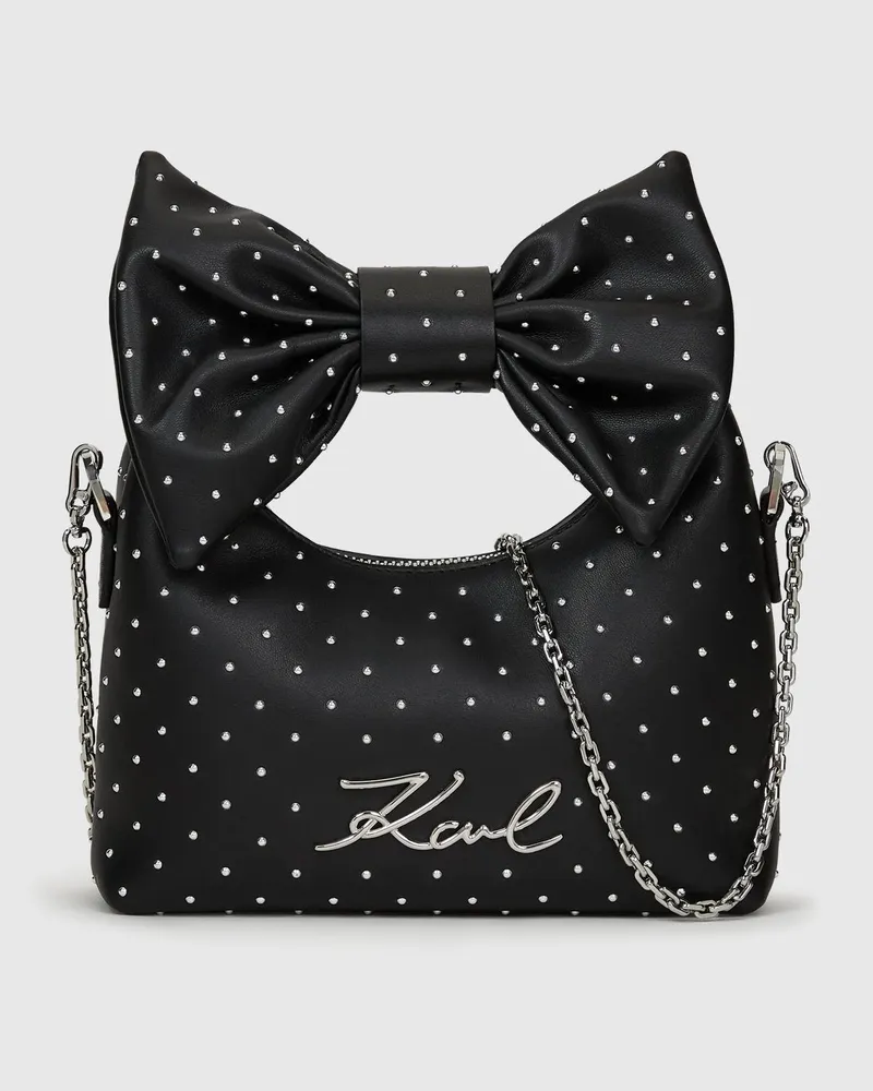 Karl Lagerfeld K/soiree Mini-umhängetasche Mit Schleife, Female, Schwarze Verzierung, Size Black