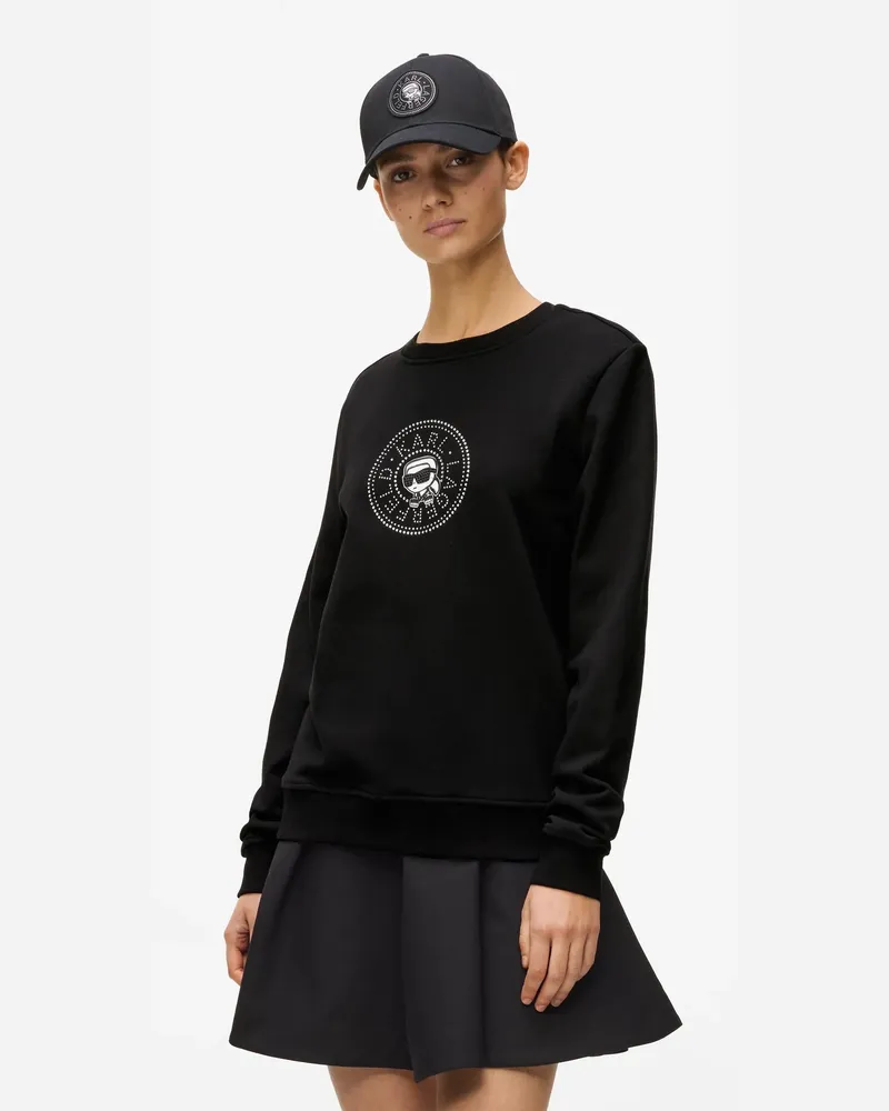 Karl Lagerfeld Ikon Sweatshirt Mit Circle-logo, Damen, Schwarz, Größe Schwarz