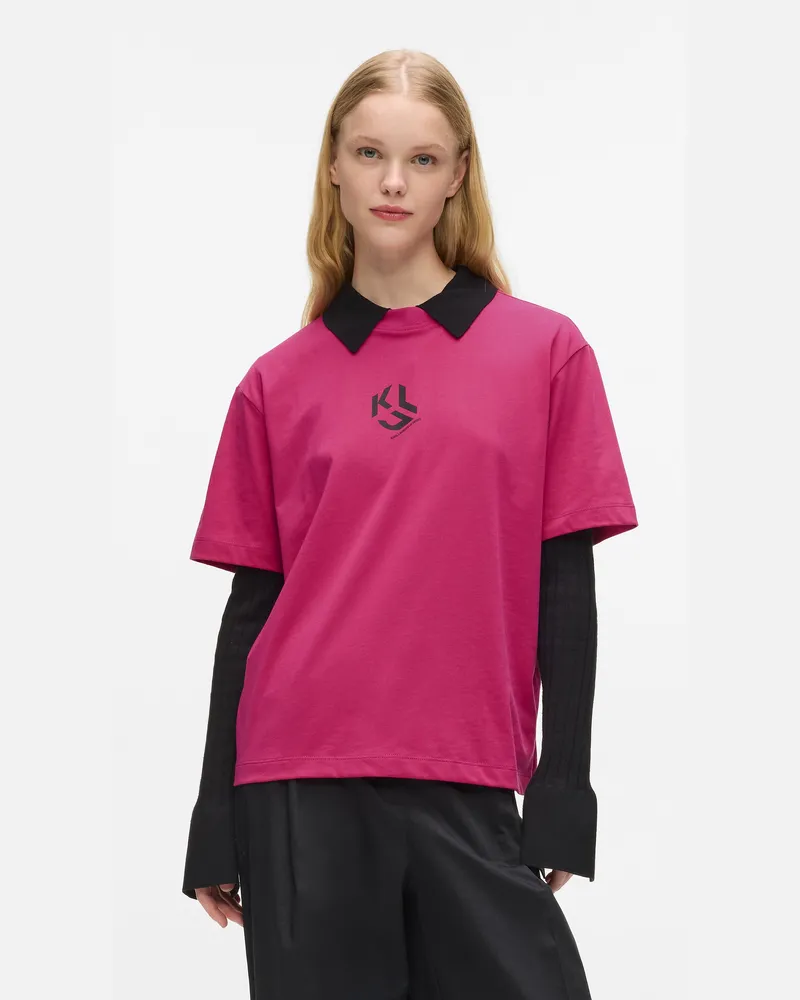 Karl Lagerfeld Regular-fit Monogram T-shirt, Damen, Very Berry, Größe Very