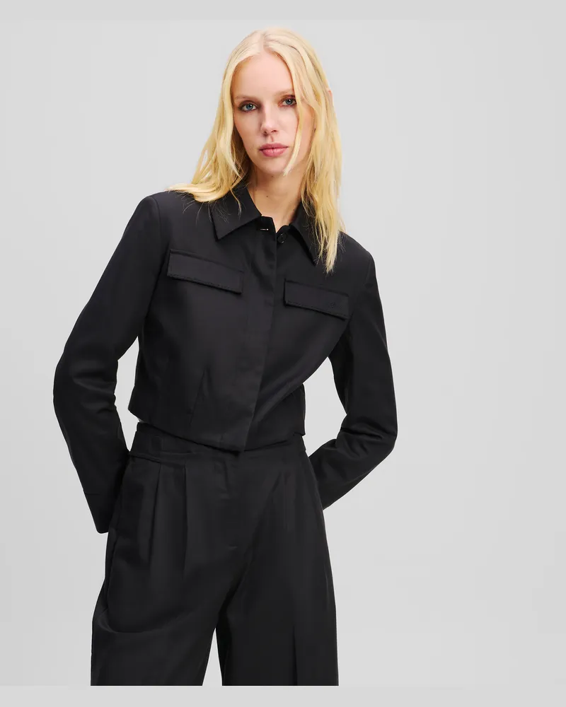 Karl Lagerfeld Kurze Blouson-jacke, Frau, Schwarz, Größe Schwarz