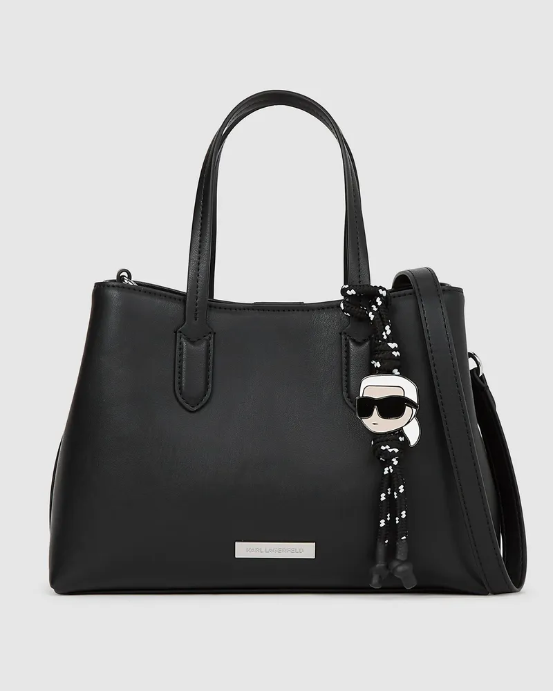 Karl Lagerfeld Ikon Glatte Kleine Tote Bag, Damen, Schwarz, Größe Schwarz