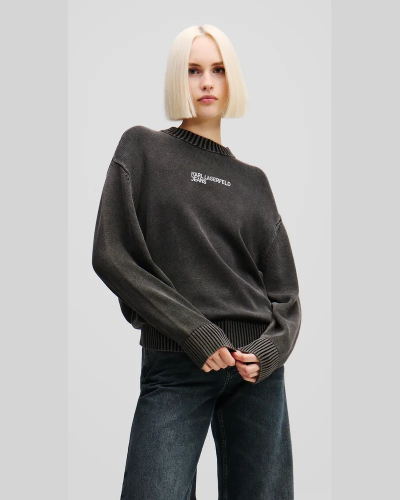Karl Lagerfeld Pullover In Lässiger Passform, Frau, Gewaschenes Schwarz, Größe Gewaschenes