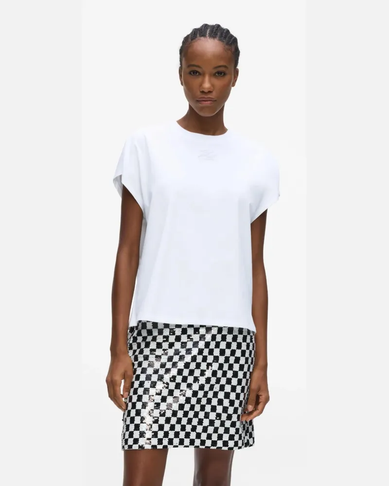 Karl Lagerfeld Autograph T-shirt Mit Kurzen Ärmeln, Damen, Weiss, Größe Weiss