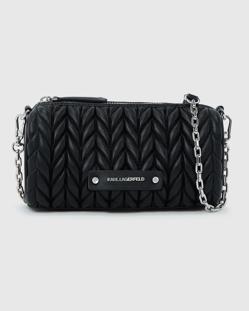 Karl Lagerfeld K/weave Barrel-umhängetasche, Damen, Schwarz-nickel, Größe Schwarz-nickel