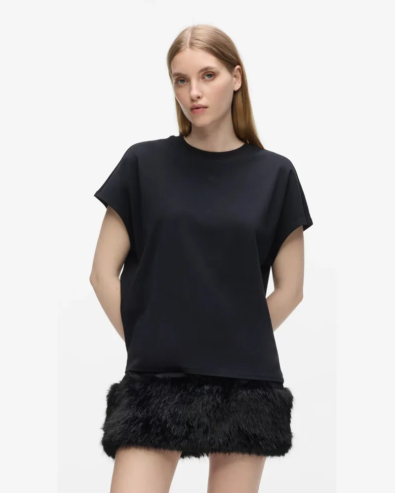 Karl Lagerfeld T-shirt Mit Flügelärmeln, Damen, Schwarz, Größe Schwarz