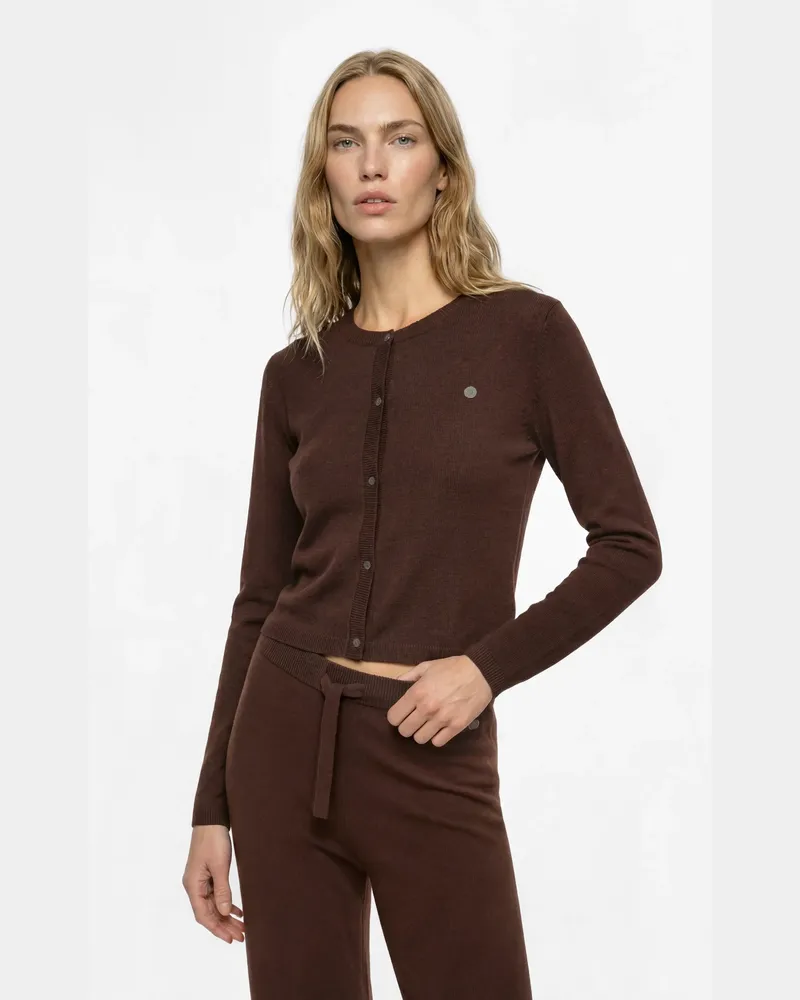 Karl Lagerfeld Autograph-loungwear-strickjacke Aus Kaschmirmischung, Damen, Schokoladentorte, Größe Schokoladentorte