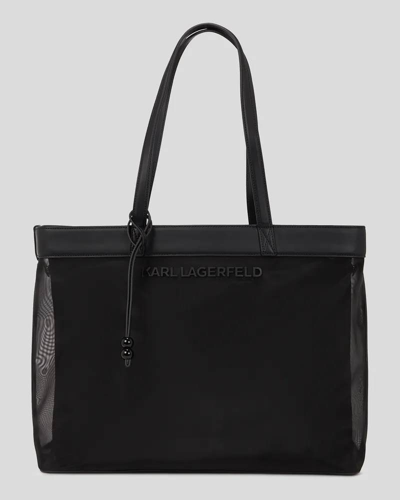 Karl Lagerfeld Mesh-strand-tote-bag Mit Logo, Frau, Schwarz, Größe Schwarz