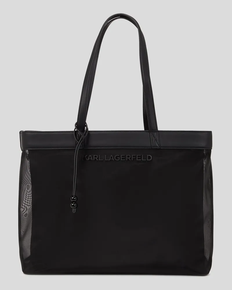 Karl Lagerfeld Mesh-strand-tote-bag Mit Logo, Damen, Schwarz, Größe Schwarz