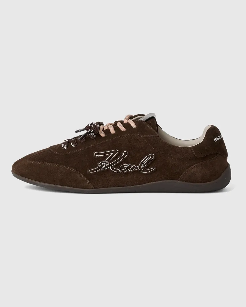 Karl Lagerfeld Altia Signature Sneakers Aus Veloursleder, Damen, Braun, Größe Braun