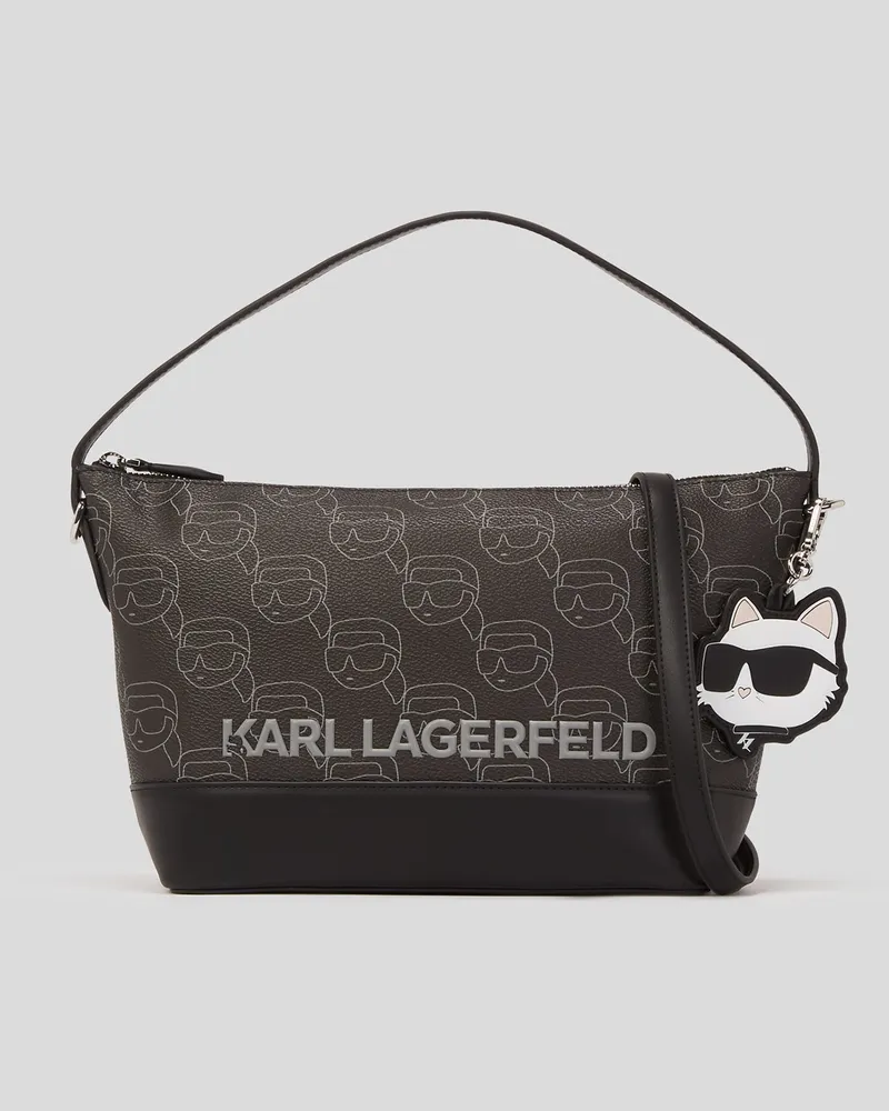 Karl Lagerfeld Ikon Umhängetasche, Frau, NFT All-Over-Muster Schwarz, Größe Nft