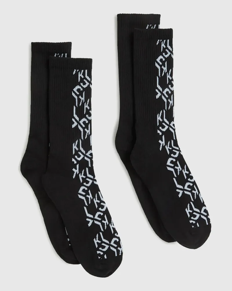 Karl Lagerfeld Socken Mit Monogramm – 2-er Set, Male, Silberbeschichteter Denim, Size Black