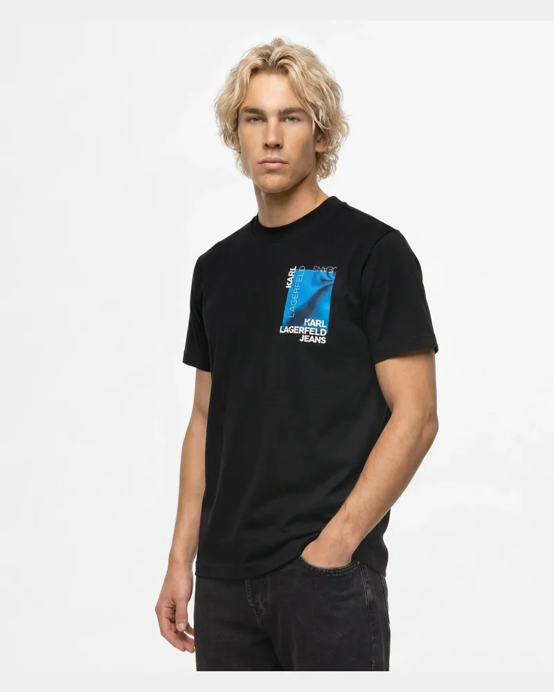 Karl Lagerfeld T-shirt Mit Ombré-box-logo, Herren, Schwarz, Größe Schwarz