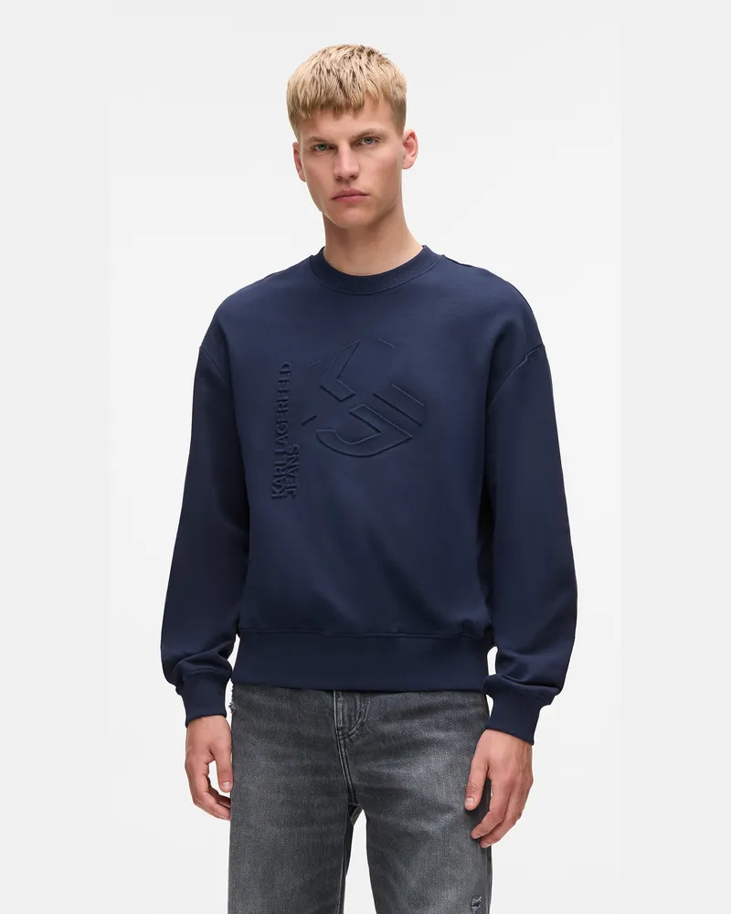Karl Lagerfeld Sweatshirt Mit Geprägtem Monogramm, Herren, Schwarz Iris, Größe Schwarz