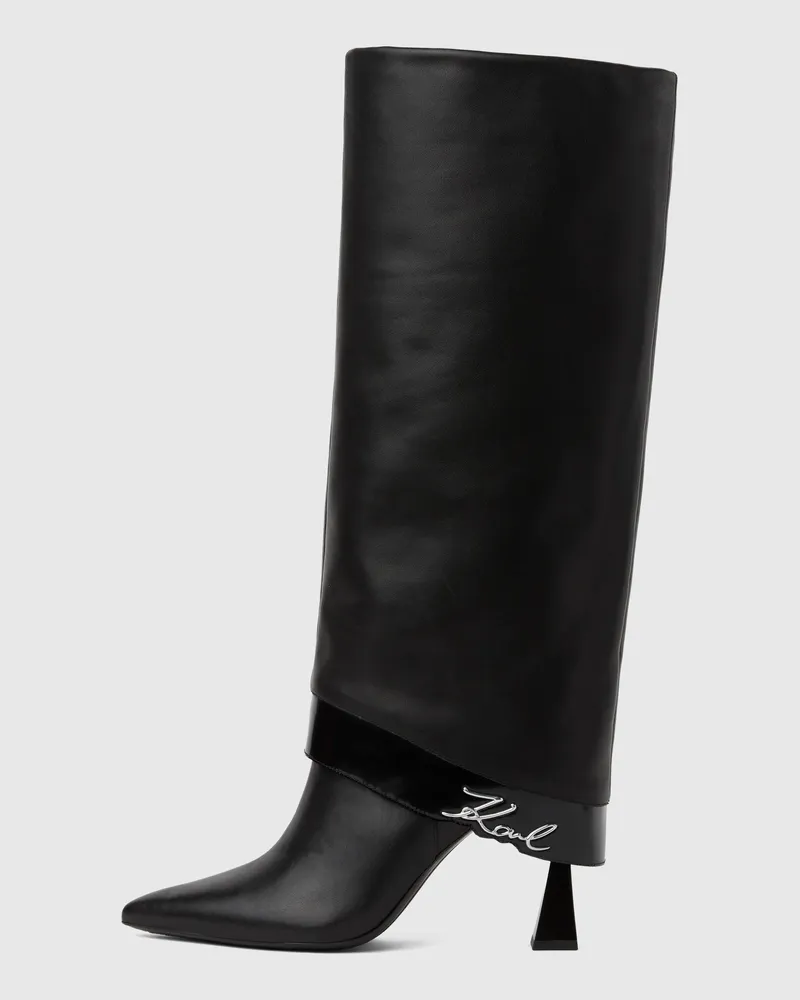 Karl Lagerfeld Debutante Hohe Stiefel Mit Umgeschlagenem Schaft, Female, Schwarz, Size Black