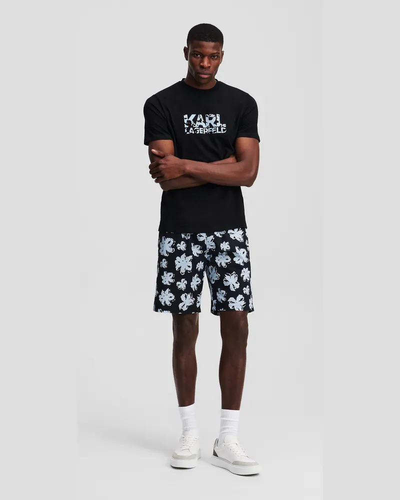 Karl Lagerfeld Shorts Mit Allover-blumenprint, Mann, Schwarz Marineblau, Größe Schwarz
