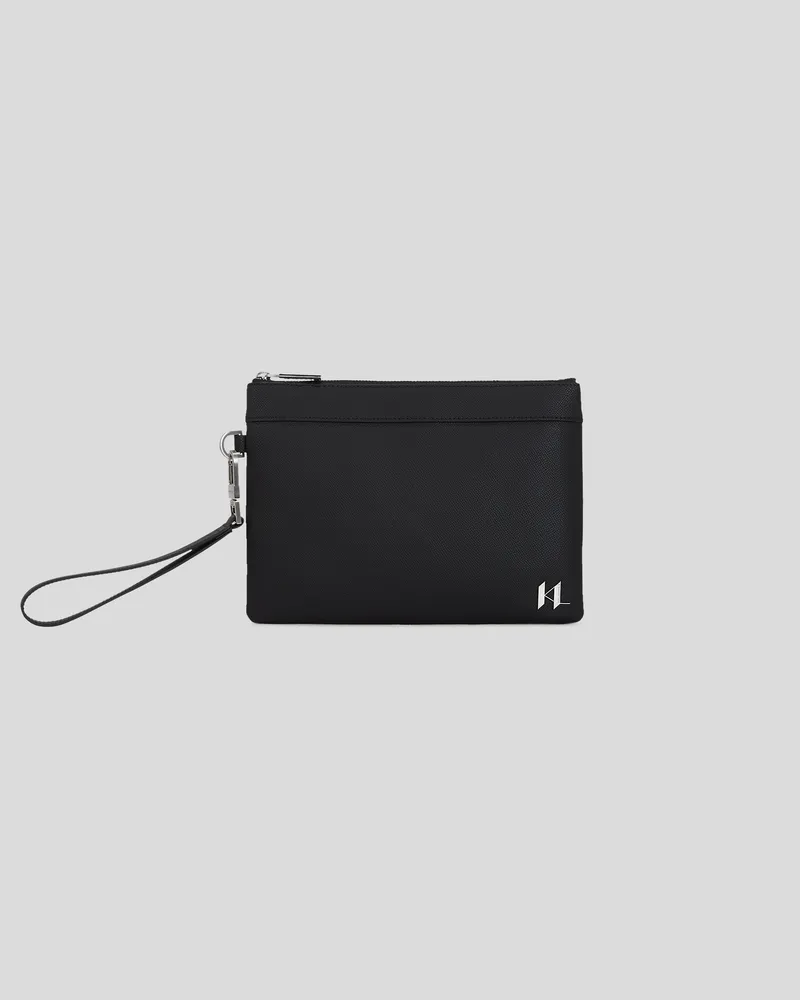 Karl Lagerfeld K/monogram Lederbeutel, Mann, Schwarz, Größe Schwarz