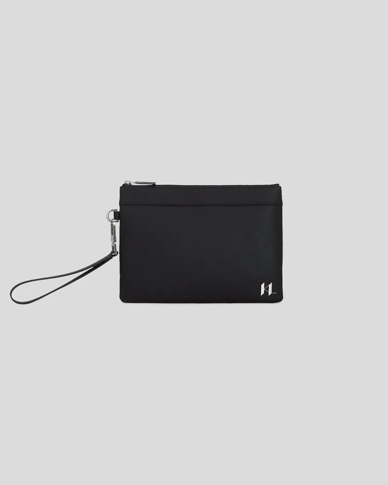 Karl Lagerfeld K/monogram Lederbeutel, Herren, Schwarz, Größe Schwarz