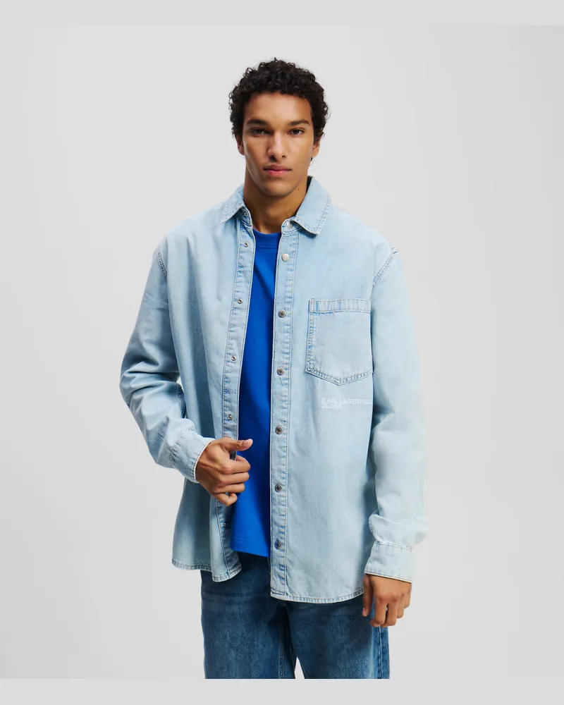 Karl Lagerfeld Überhemd aus Denim, Mann, Hellblau