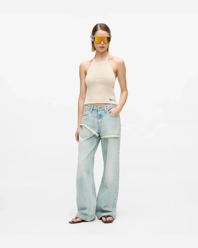 Karl Lagerfeld Ausgefranste Jeans Mit Mittelhohem Bund Und Entspannter Passform, Damen, Tinted Washed Blue, Größe Tinted