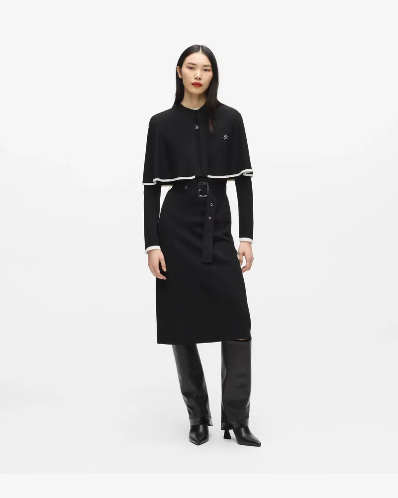 Karl Lagerfeld Wandelbares Cape-kleid, Female, Schwarz/weiss, Size Black