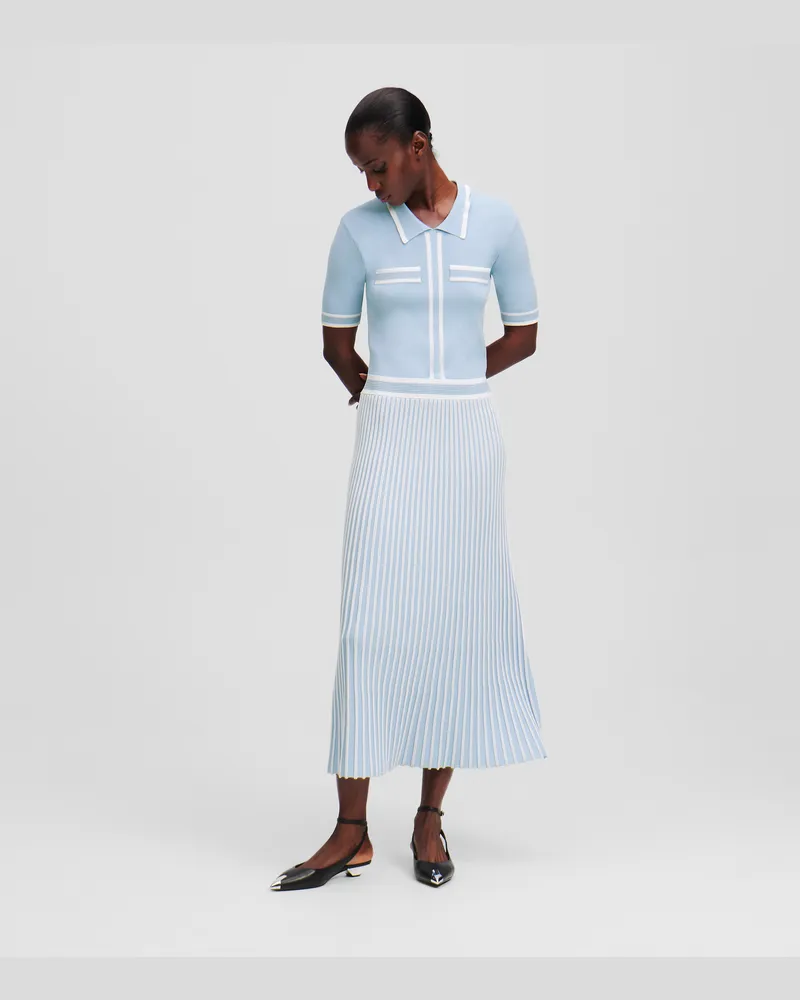 Karl Lagerfeld Karl essential Plissiertes Strickkleid, Frau, Kentucky Blau-Purpur, Größe Kentucky