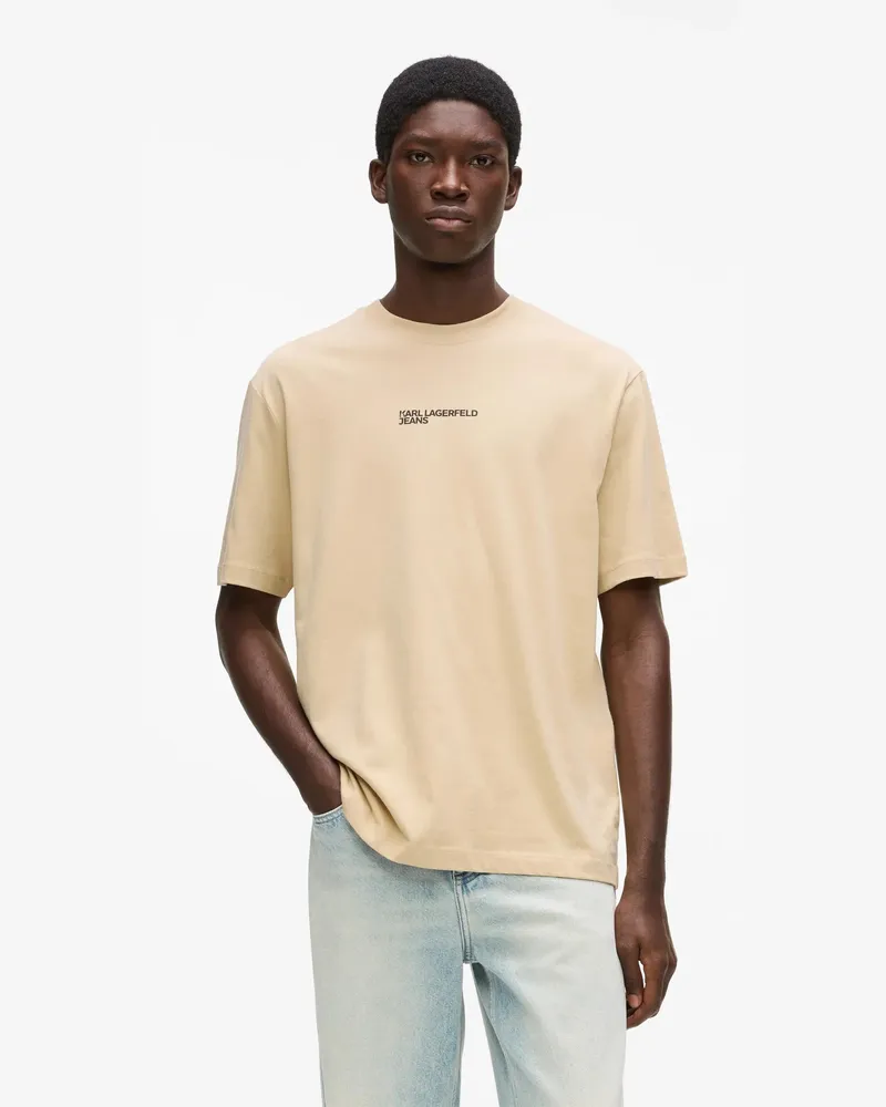 Karl Lagerfeld T-shirt Mit Regulärer Passform Und Rahmenlogo, Herren, Corydalis Blau, Größe Corydalis