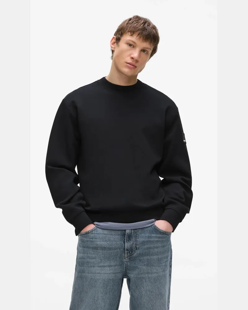 Karl Lagerfeld Scuba-sweatshirt Mit Rundhalsausschnitt, Herren, Schwarz, Größe Schwarz